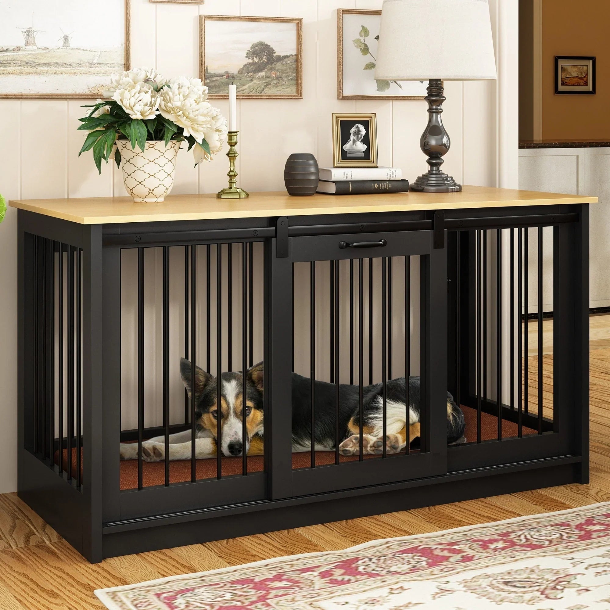 Cucce per animali con rinforzo in tubi di ferro Elegante e robusta gabbia per cani