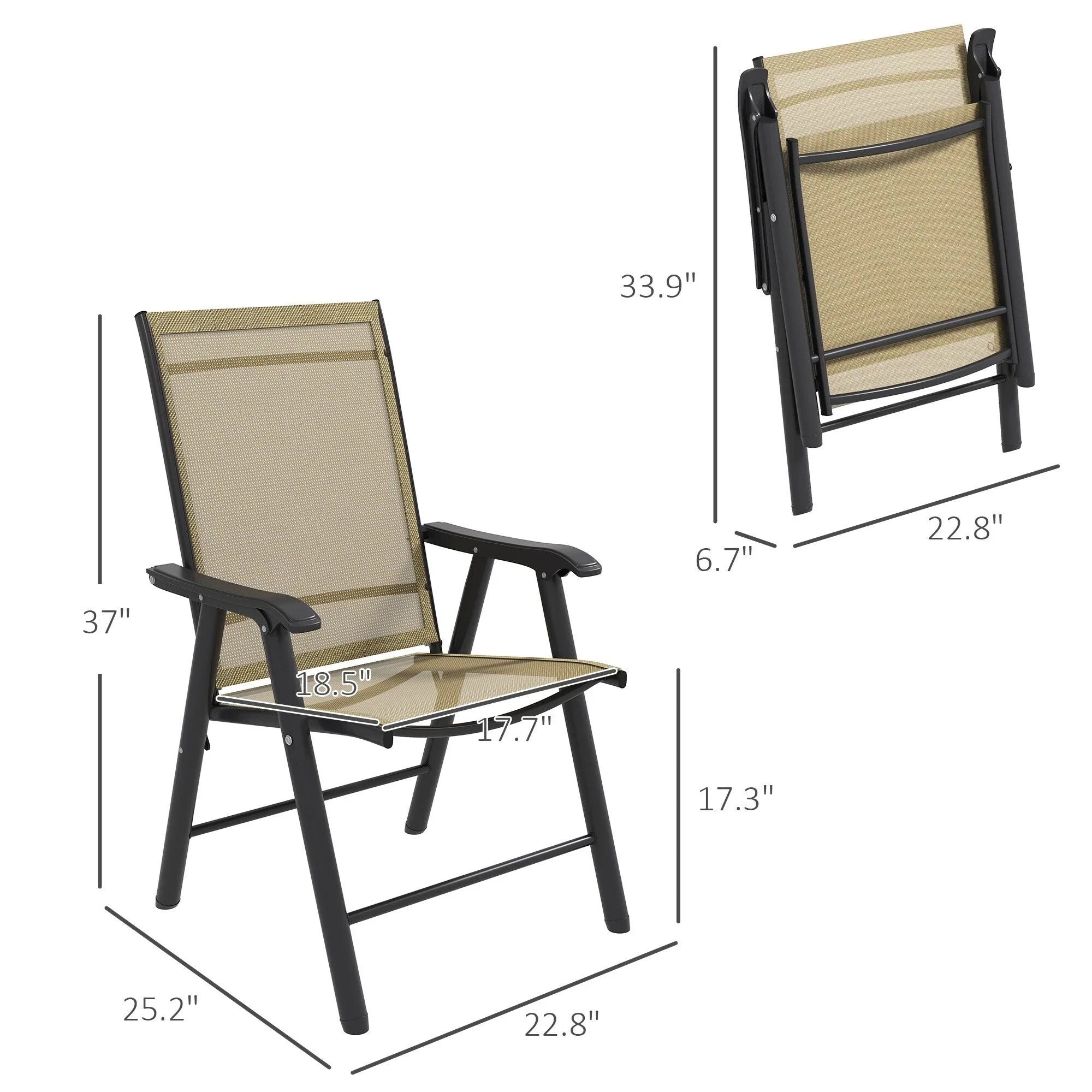 Set di 4 sedie pieghevoli Outsunny per patio, dal design semplice ed elegante, comode per terrazza, giardino, cortile e viaggio