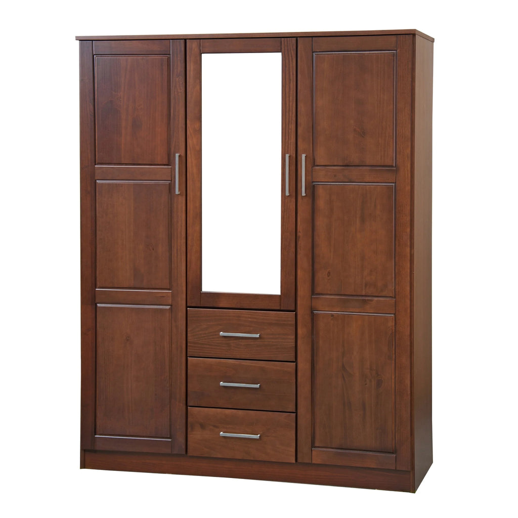 Palace Imports Armadio a 3 ante Cosmo 100% legno massello con ante in legno massello o a specchio
