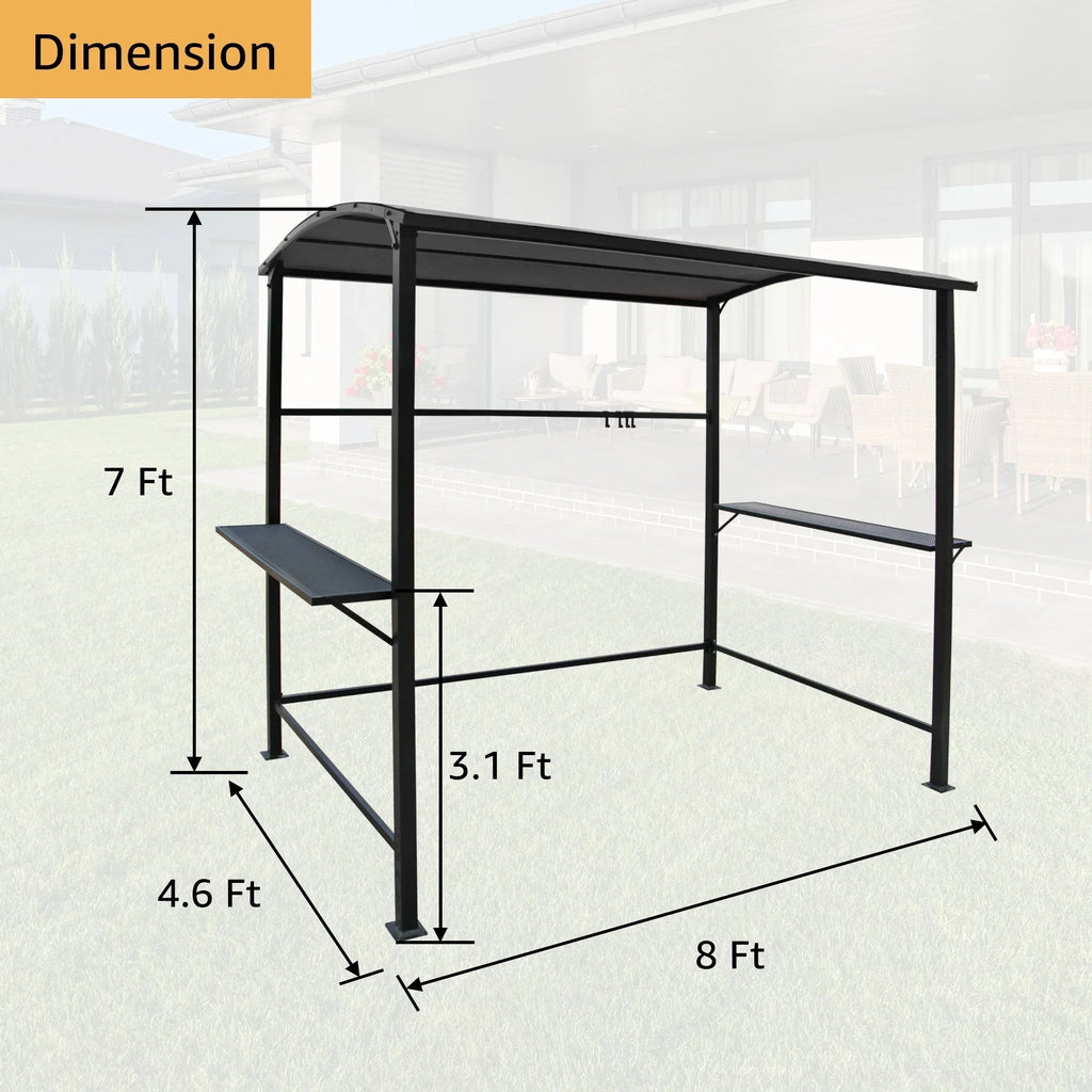 Gazebo da esterno con struttura in acciaio 1,5 x 2,4 m con tettoia per barbecue