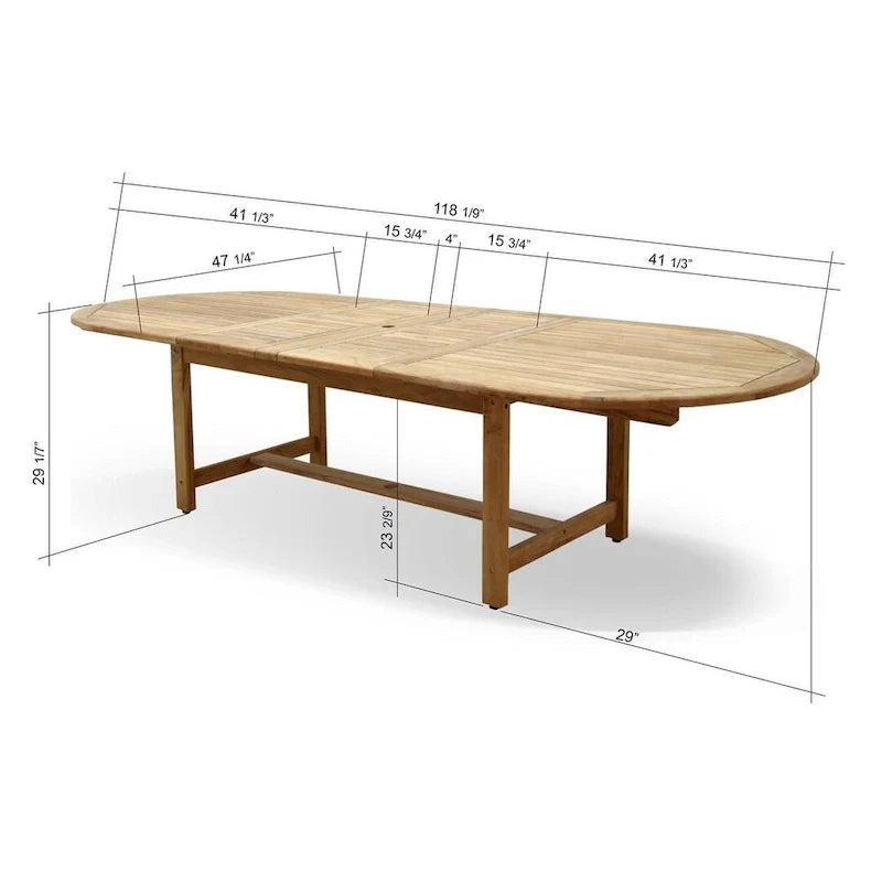 Amazonia Teak Sessa Set da Pranzo Estensibile da Esterno, 13 Pezzi - 13 Pezzi