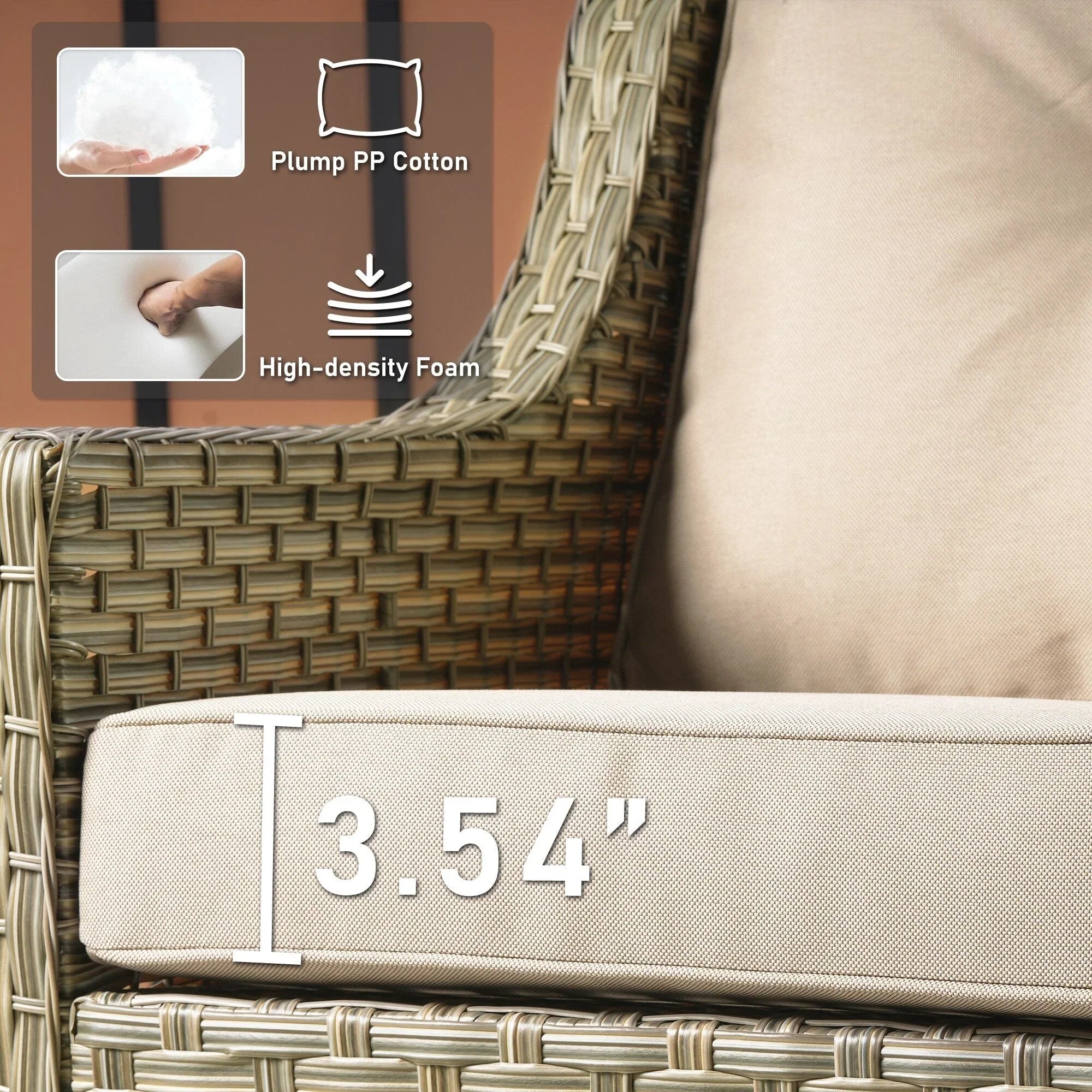 HOOOWOOO, Set di 2 Sedie da Esterno in Rattan Intrecciato con Schienale Alto