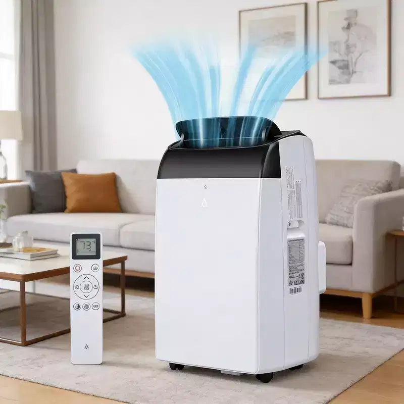 Condizionatore d'aria GustoWave 14000 BTU con telecomando, unità AC portatile per ambienti fino a 70 m², Bianco/Nero