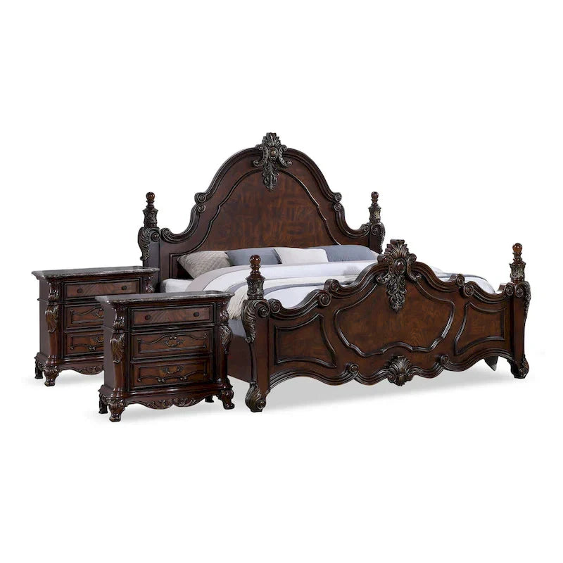Furniture of America Eugene Set Camera da Letto Tradizionale 3 Pezzi in Legno di Ciliegio Scuro con Pannelli
