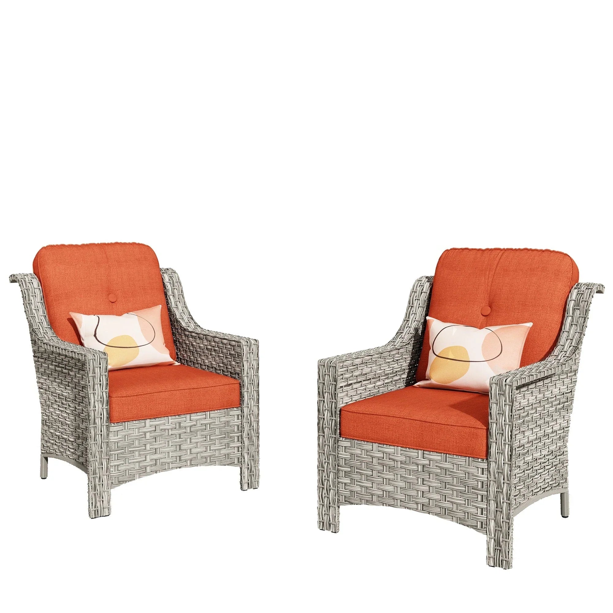 HOOOWOOO, Set di 2 Sedie da Esterno in Rattan Intrecciato con Schienale Alto