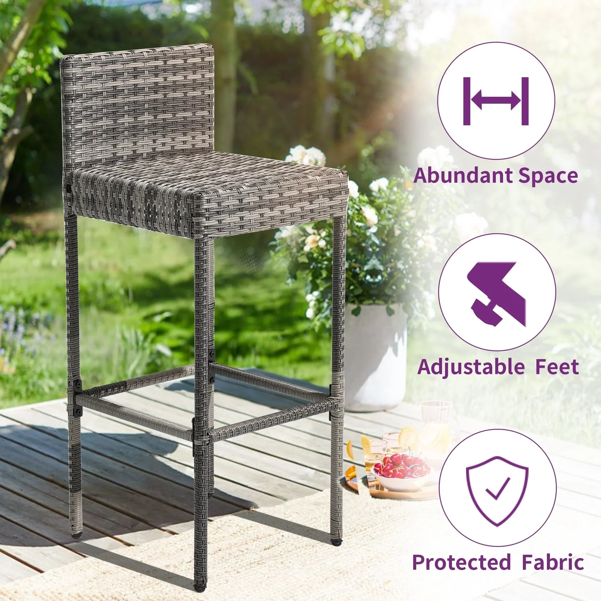 Moasis Set di Mobili da Esterno con Bar in Vimini 5 Pezzi - 5 PZ