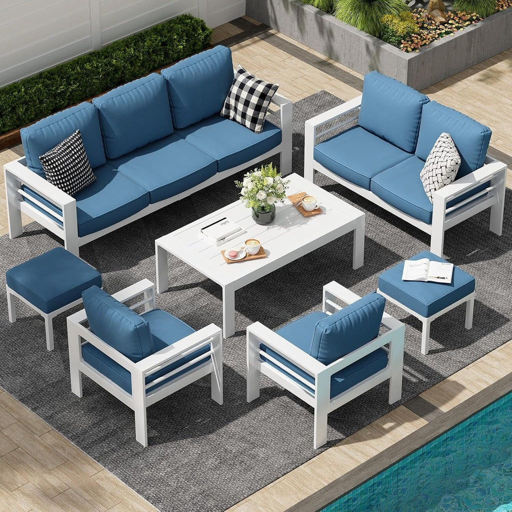 AECOJOY Set di mobili da giardino a 7 pezzi in alluminio Set da conversazione per esterni
