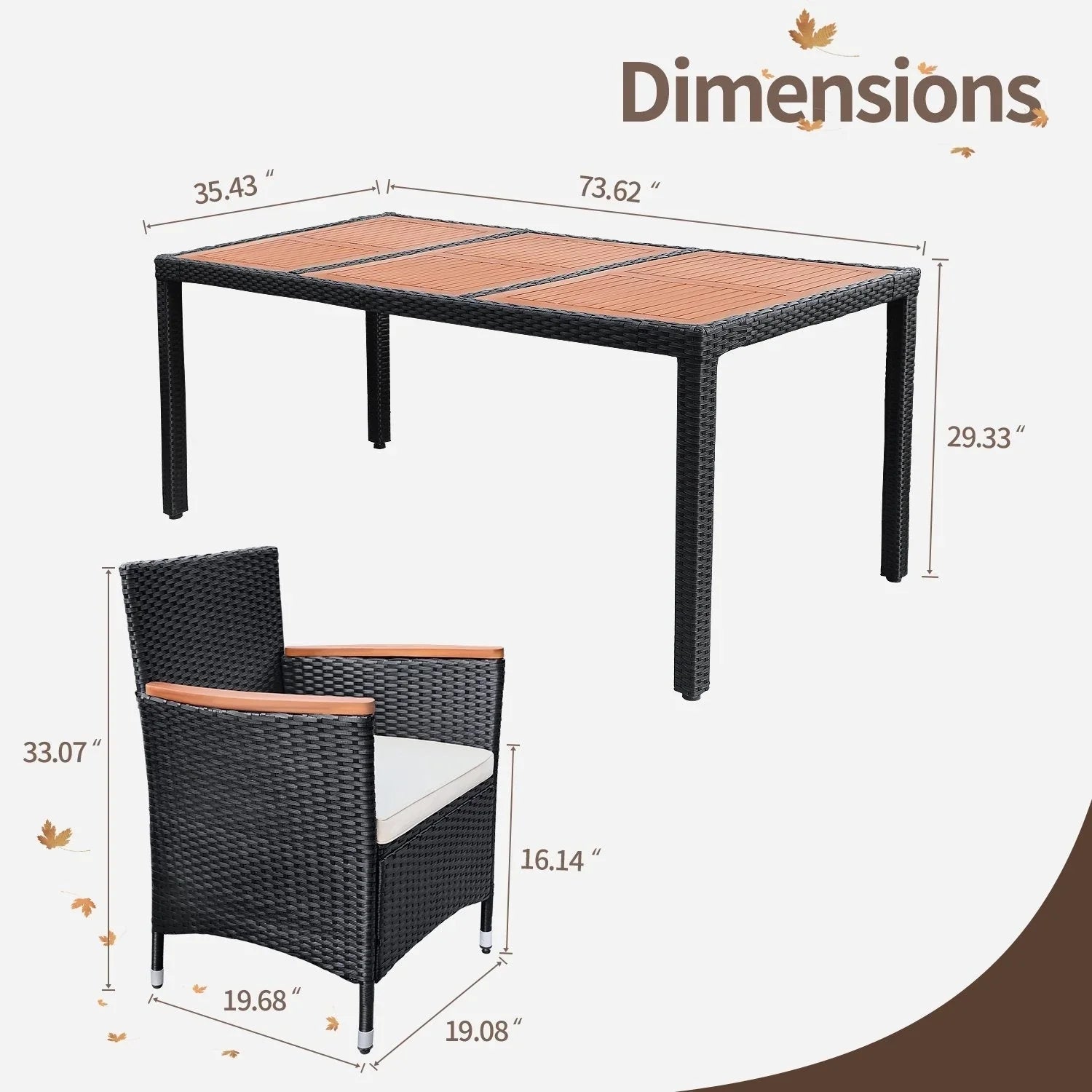 Set da pranzo per esterni Lacoo in polyrattan e legno di acacia