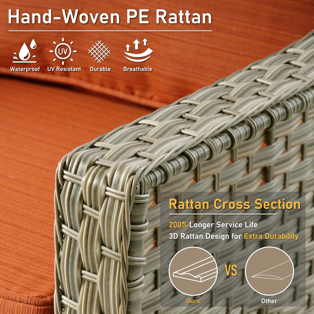 HOOOWOOO, Set di 2 Sedie da Esterno in Rattan Intrecciato con Schienale Alto