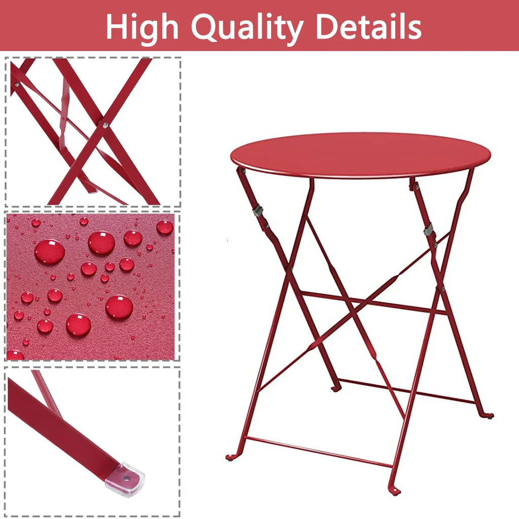 Set bistro pieghevole in metallo da 3 pezzi, set conversazione resistente alle intemperie per esterni/interni, per patio, cortile, giardino