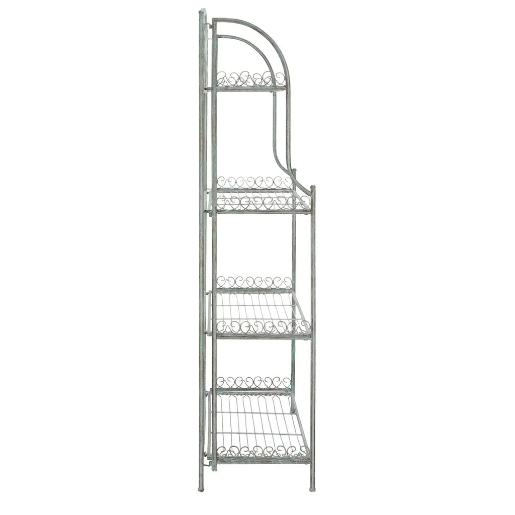 SAFAVIEH Bryn Scaffale da panettiere da esterno a 4 ripiani in ferro battuto vittoriano - 25 pollici L x 15 pollici P x 63 pollici H - 25 L x 15 P x 63 H
