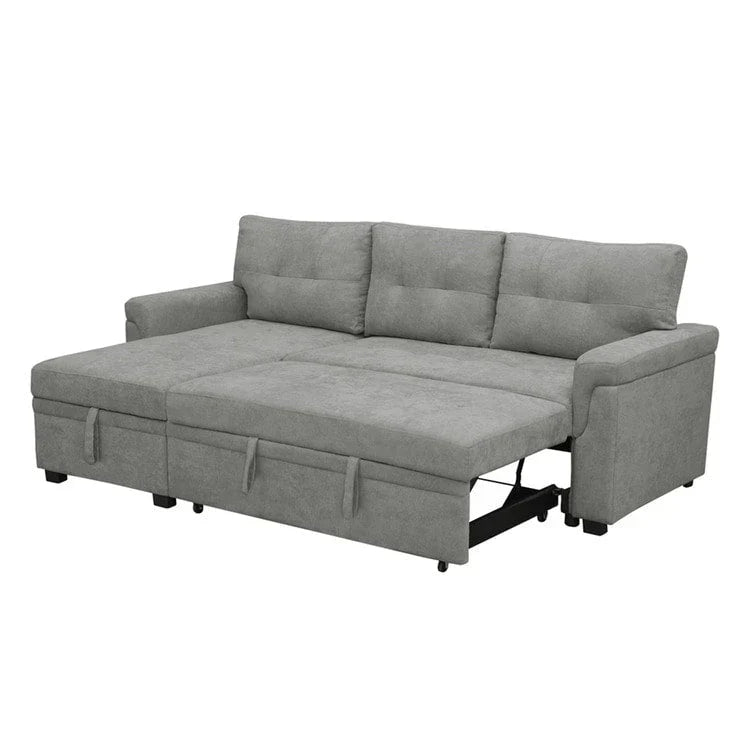 Divano componibile convertibile reversibile con letto estraibile, chaise longue con contenitore nascosto e gambe durevoli