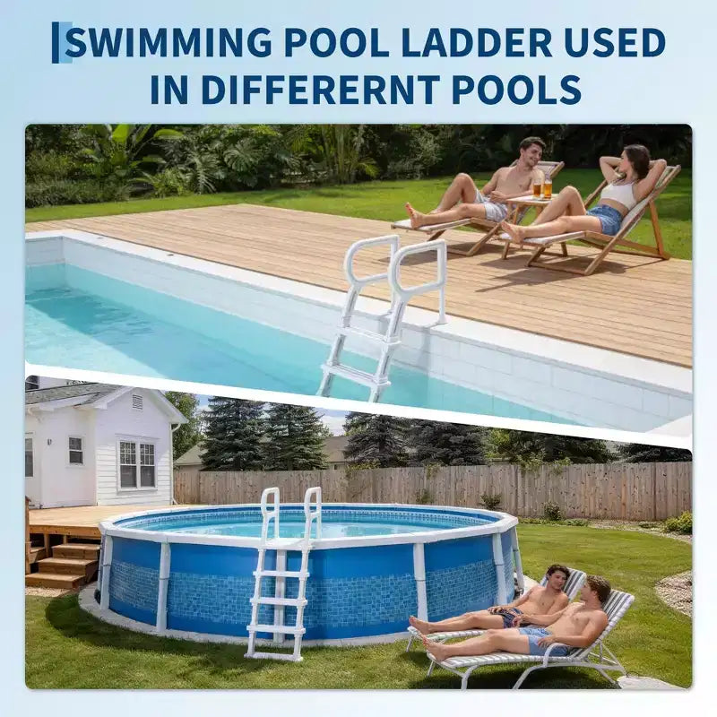 Scaletta per piscina per impieghi gravosi a 5 gradini con doppio corrimano, gradini in PE robusti antiscivolo, capacità 181 kg, adatta per piscine interrate e fuori terra da 122 a 137 cm