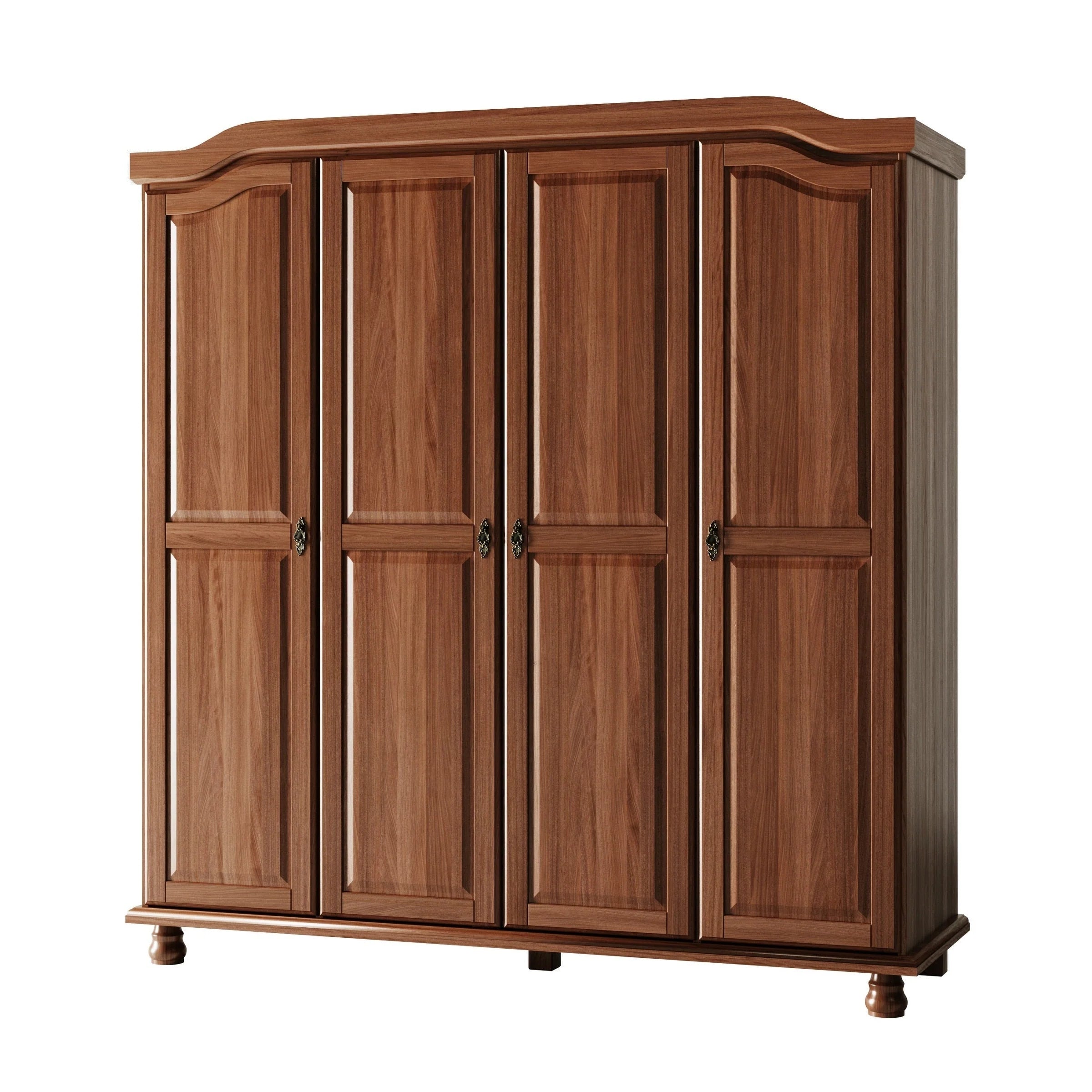 Palace Imports Armadio Kyle a 4 Ante in 100% Legno Massello con Ante in Legno Massello o a Specchio