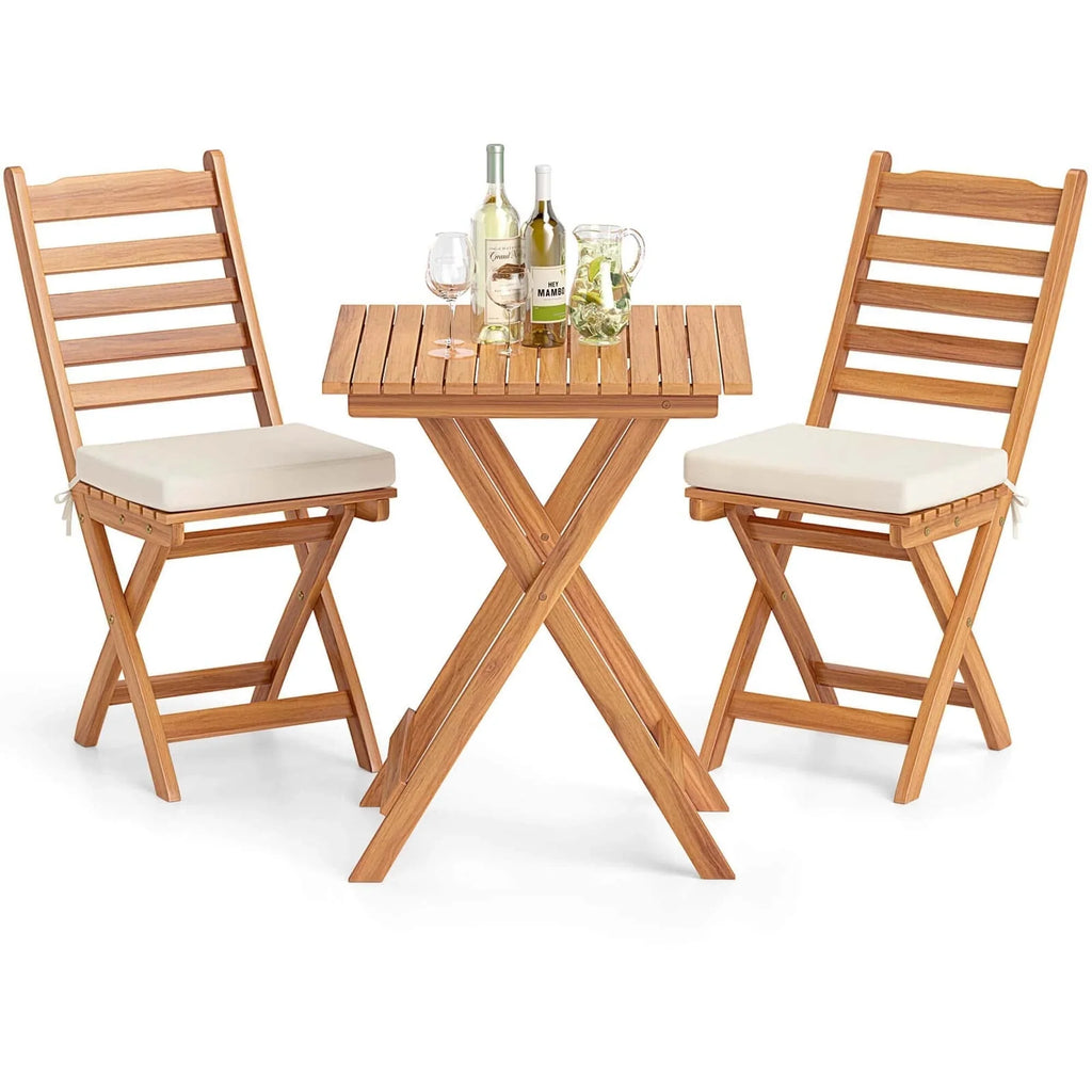 Patiojoy Set Bistro Pieghevole 3 Pezzi con Cuscini Rimovibili - Vedi Dettagli