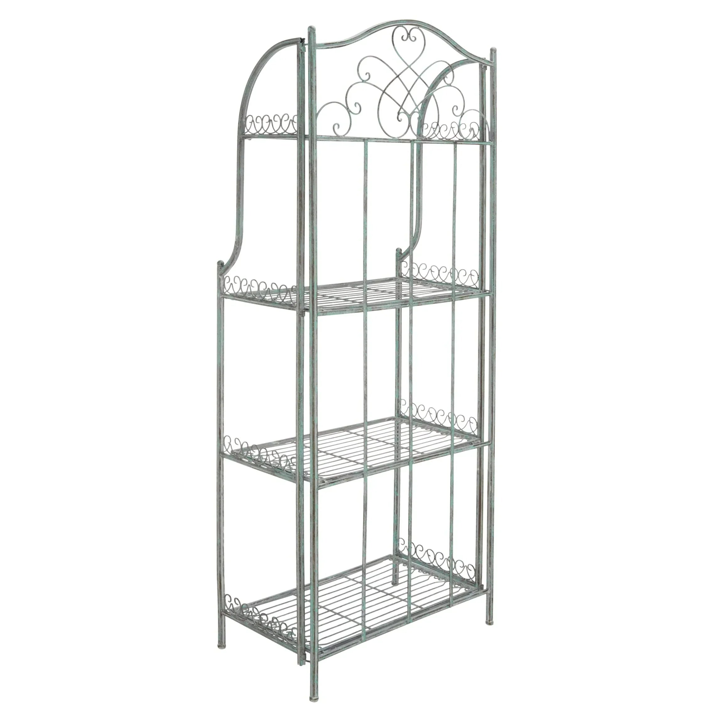 SAFAVIEH Bryn Scaffale da panettiere da esterno a 4 ripiani in ferro battuto vittoriano - 25 pollici L x 15 pollici P x 63 pollici H - 25 L x 15 P x 63 H