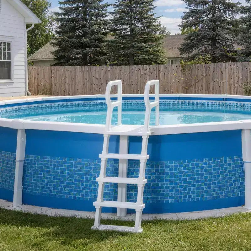 Scaletta per piscina per impieghi gravosi a 5 gradini con doppio corrimano, gradini in PE robusti antiscivolo, capacità 181 kg, adatta per piscine interrate e fuori terra da 122 a 137 cm