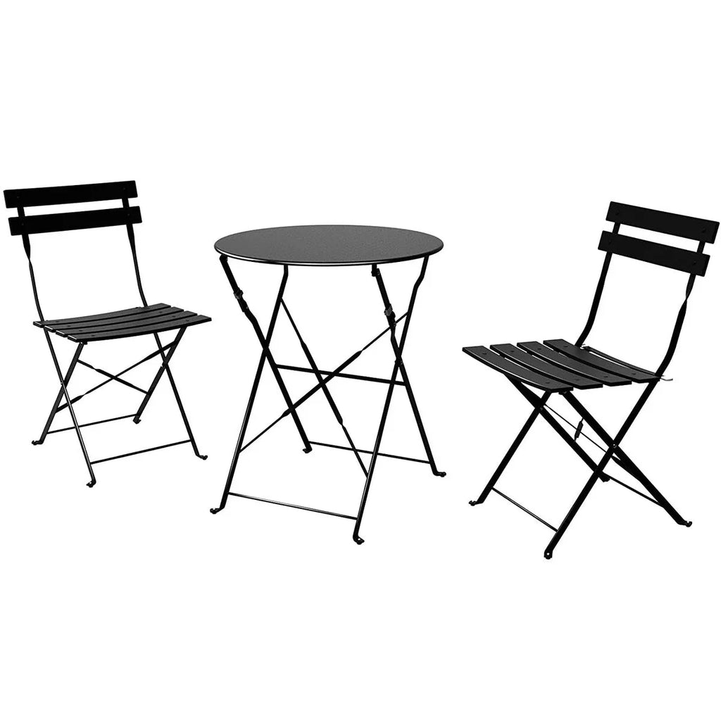Set bistro pieghevole in metallo da 3 pezzi, set conversazione resistente alle intemperie per esterni/interni, per patio, cortile, giardino