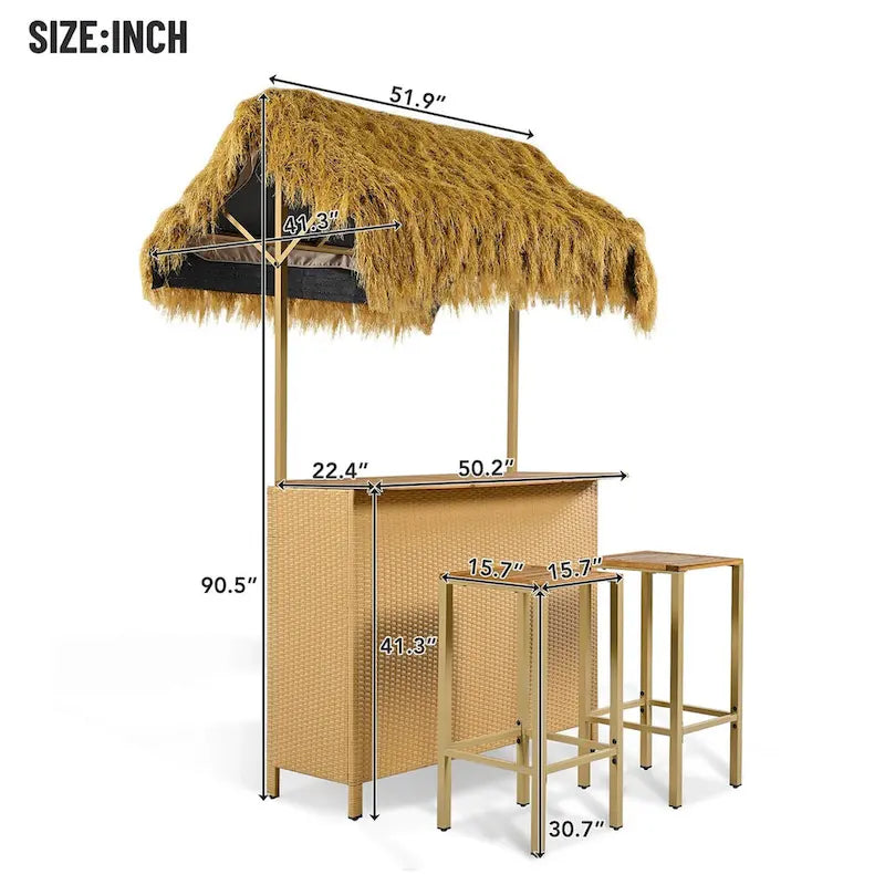 Set da patio stile hawaiano ad altezza bancone