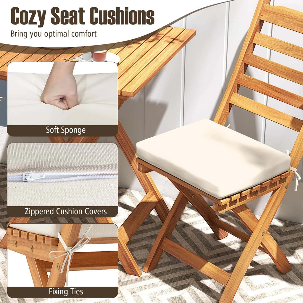 Patiojoy Set Bistro Pieghevole 3 Pezzi con Cuscini Rimovibili - Vedi Dettagli