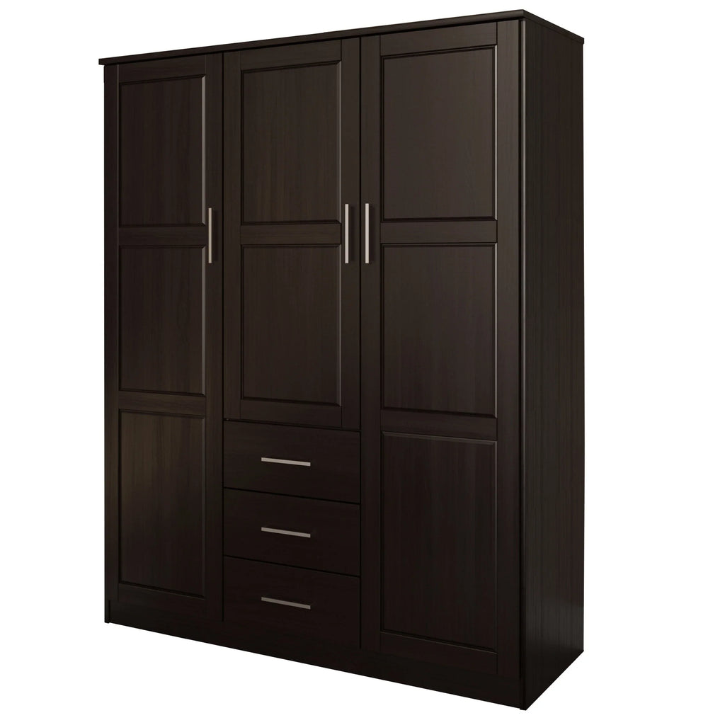 Palace Imports Armadio a 3 ante Cosmo 100% legno massello con ante in legno massello o a specchio