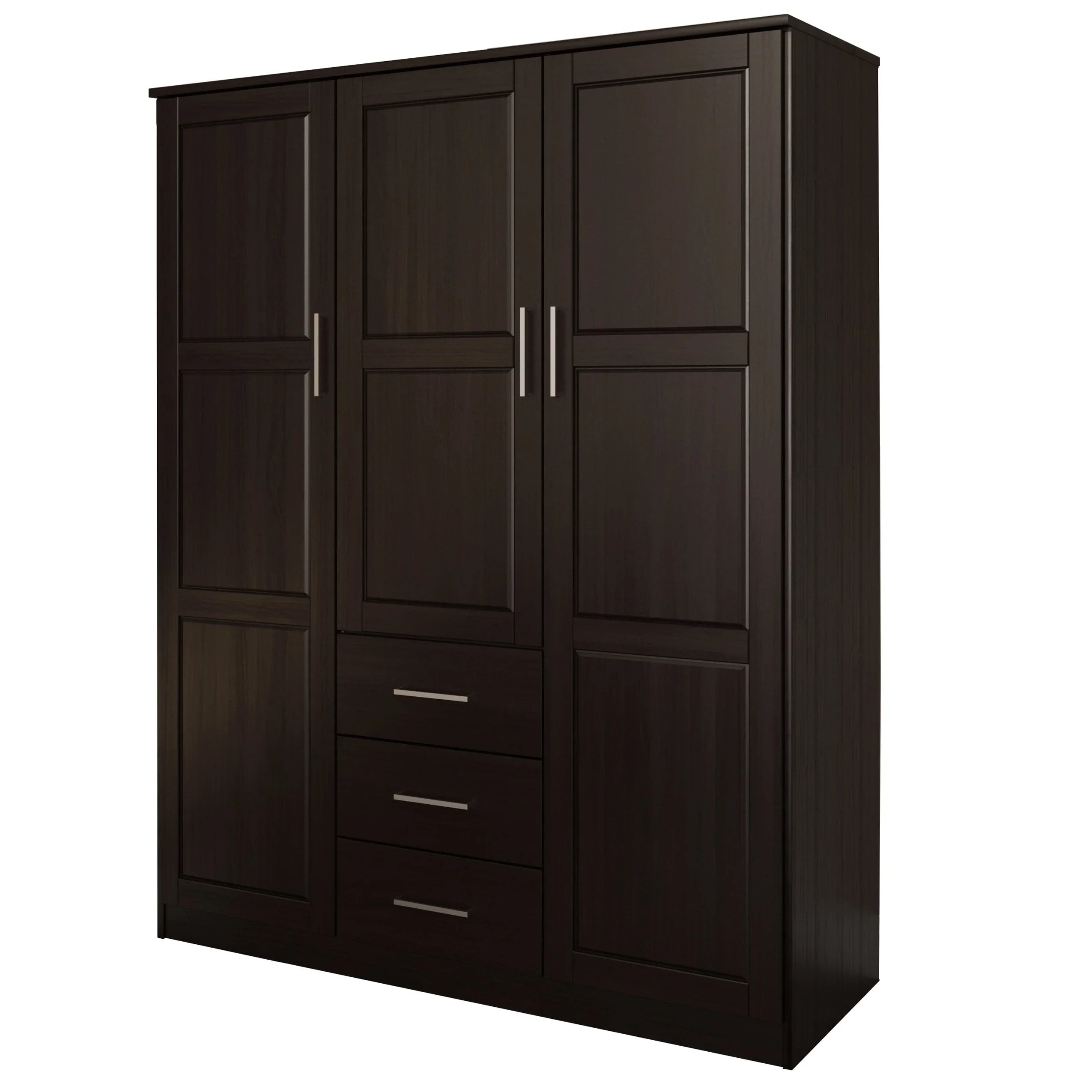 Palace Imports Armadio a 3 ante Cosmo 100% legno massello con ante in legno massello o a specchio