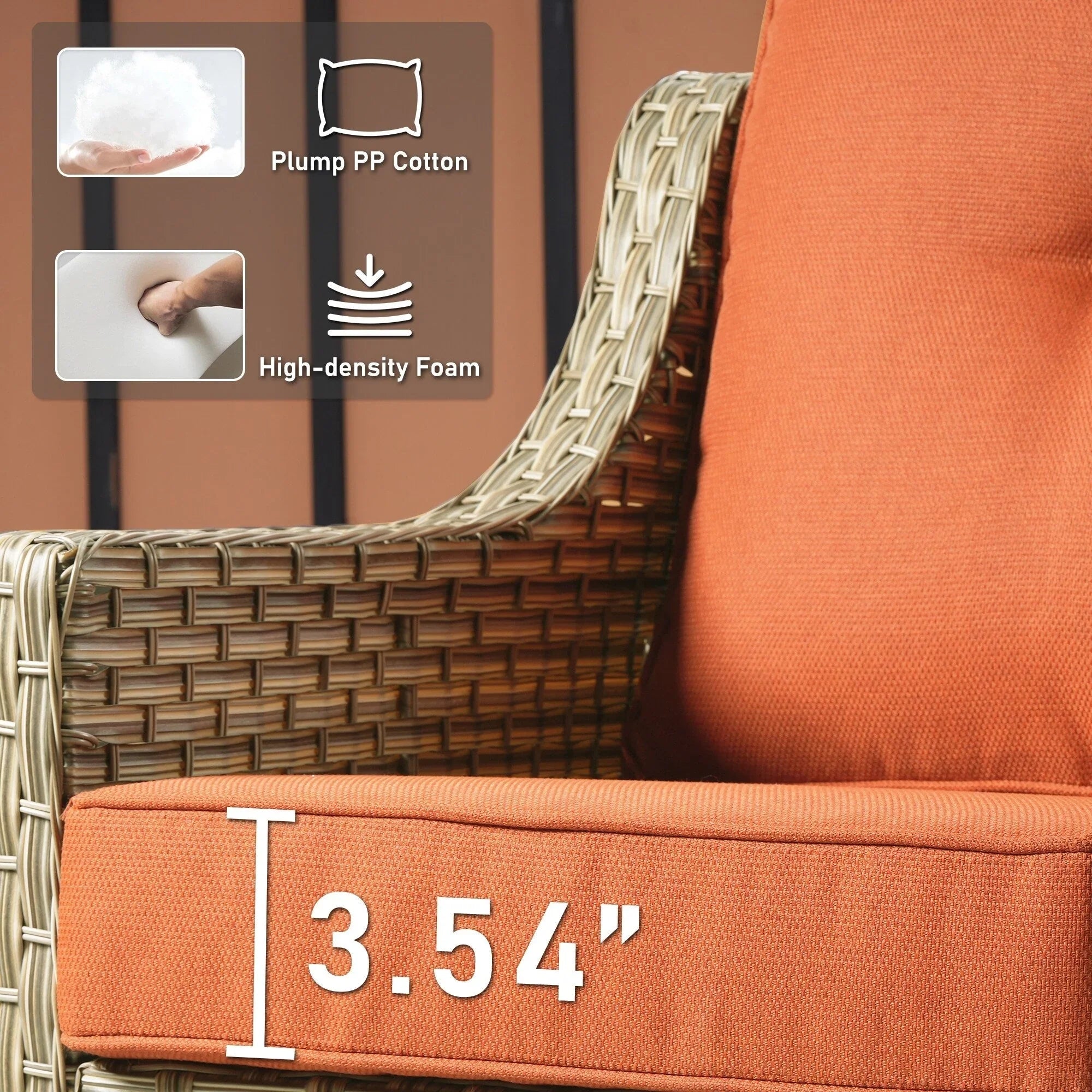 HOOOWOOO, Set di 2 Sedie da Esterno in Rattan Intrecciato con Schienale Alto